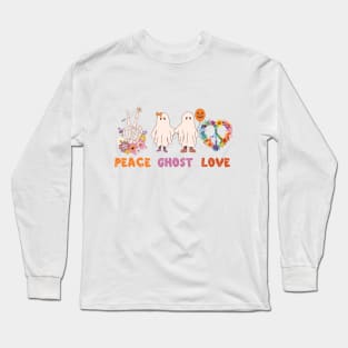 Peace Ghost Love Shirt, Halloween Gift, Halloween, Halloween Shirt, Fall Shirt, Gift for Halloween, Halloween Tee, Funny Halloween Shirt Long Sleeve T-Shirt